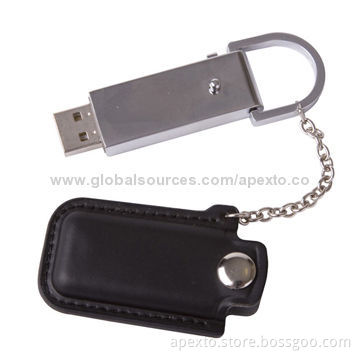 Black Leather USB Flash Drives, Customized Packaging Types/Logos Accepted, 256MB to 32GB